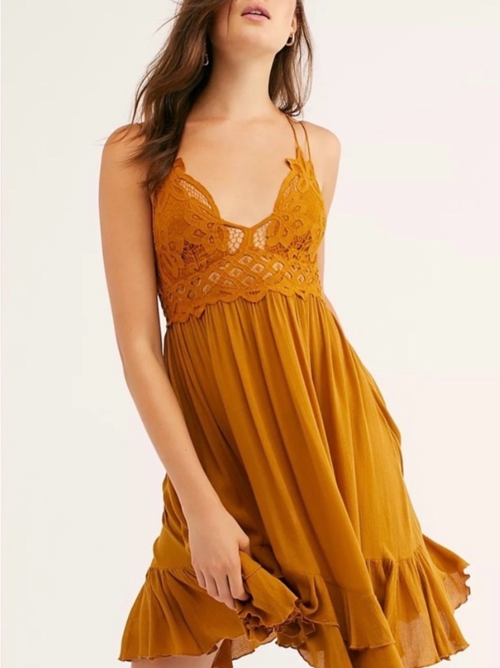 Free People Mustard Adella Dress (L)